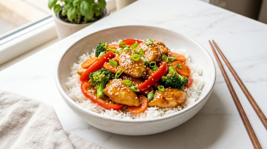 honey garlic chicken stir fry
